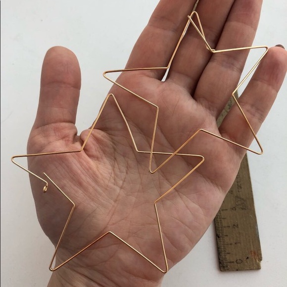 Statement Large Star Hoop Gold Earrings - Picture 5 of 5